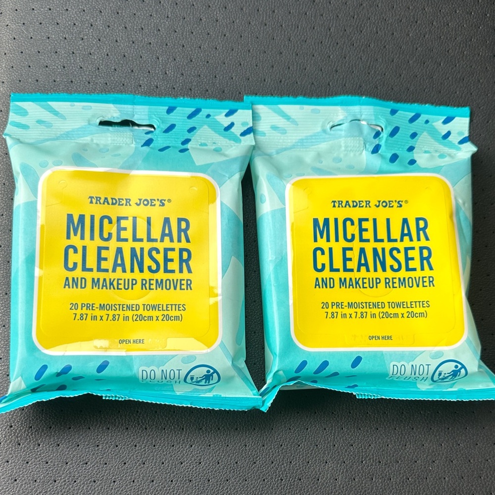 Trader Joe's Micellar Cleanser Makeup Remover Wipes Bundle Set of 2 New